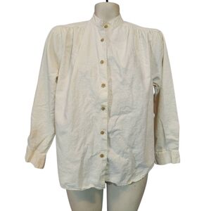 Vintage Bonjour Ivory Linen Blend Button Down Shirt‎ Size Small